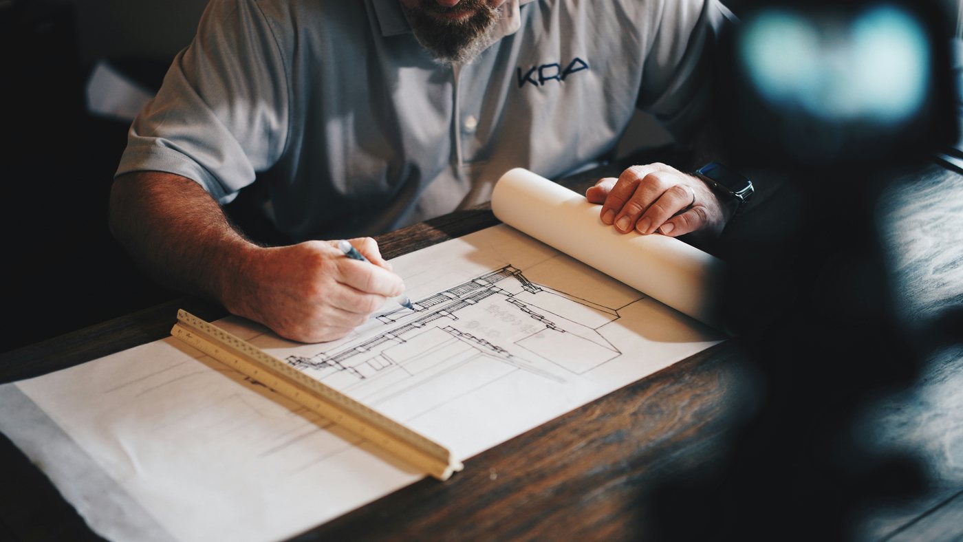 Project drawings being reviewed at a work table